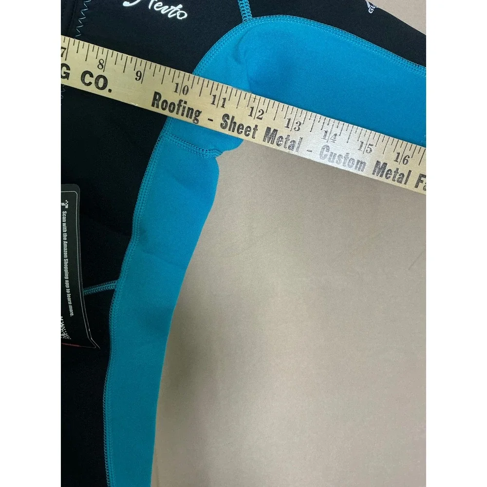 Heeto Wetsuit Kids Size 6 Black Blue New Shorty Front Zip Neoprene Short Sleeve